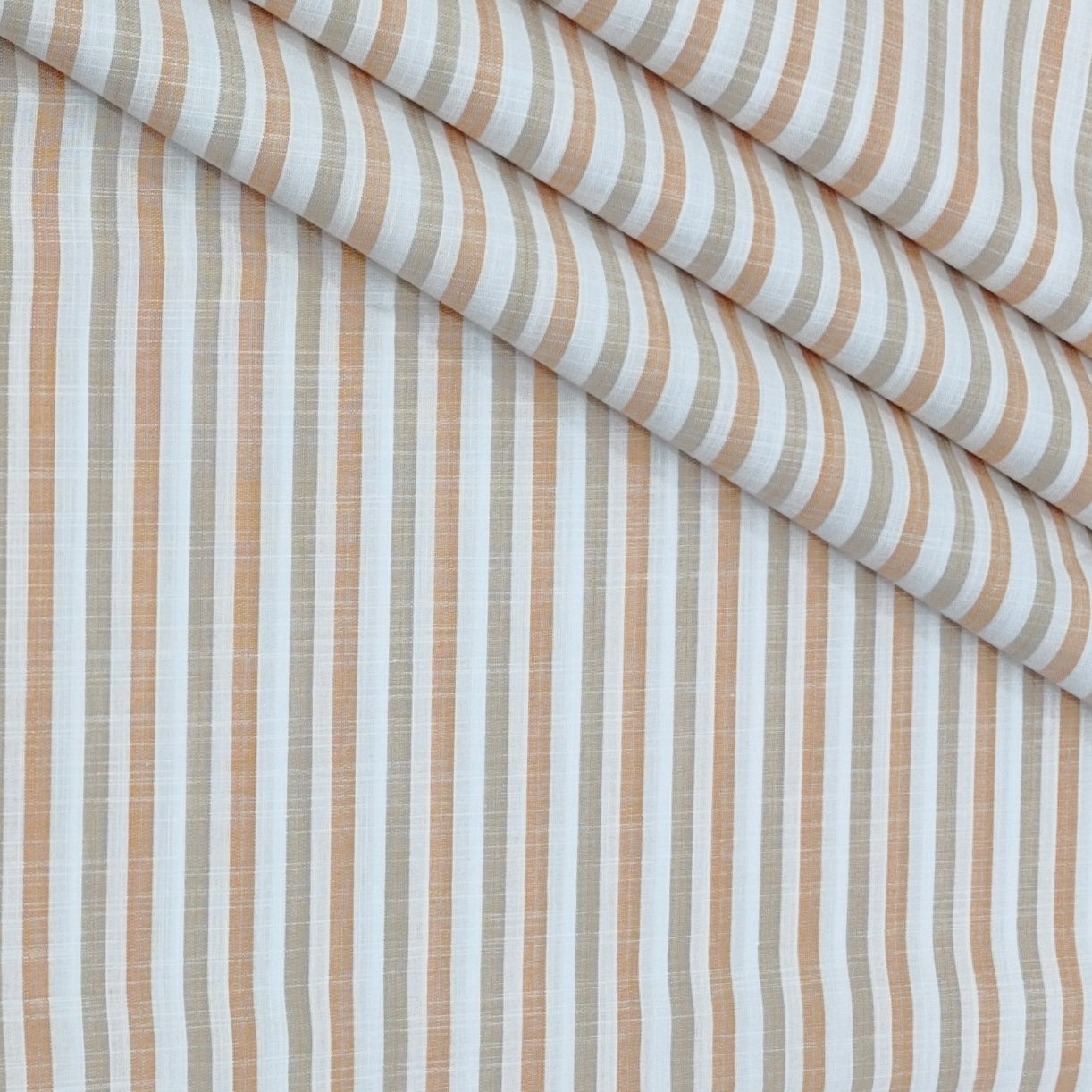 Shirt Fabric Arvind 100% Pure Cotton Vertical Stripes Colour White N Orange